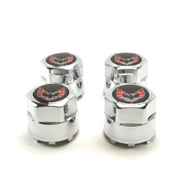 General Motors Set of 4 New 77-81 Pontiac Firebird Trans Am TA Snowflake Turbo Aluminum Wheel Chrome Center Caps Red Bird