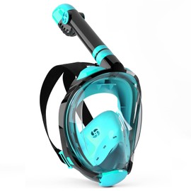 OUSPT Full Face Snorkel Mask, Snorkeling Mask with Detachable Camera Mount,Panoramic 180° View Upgraded Dive Mask with Safety Breathing System,Dry Top Set Anti-Fog Anti-Leak for Adults and Kids