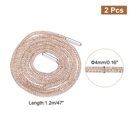 uxcell Rhinestone Shoe Laces 0.16" Dia 39" Length Bling Crystal Shoe Laces Diamond Drawstring Cords Replacement for Sweatpants Shorts Sneakers, Champagne, 2pcs