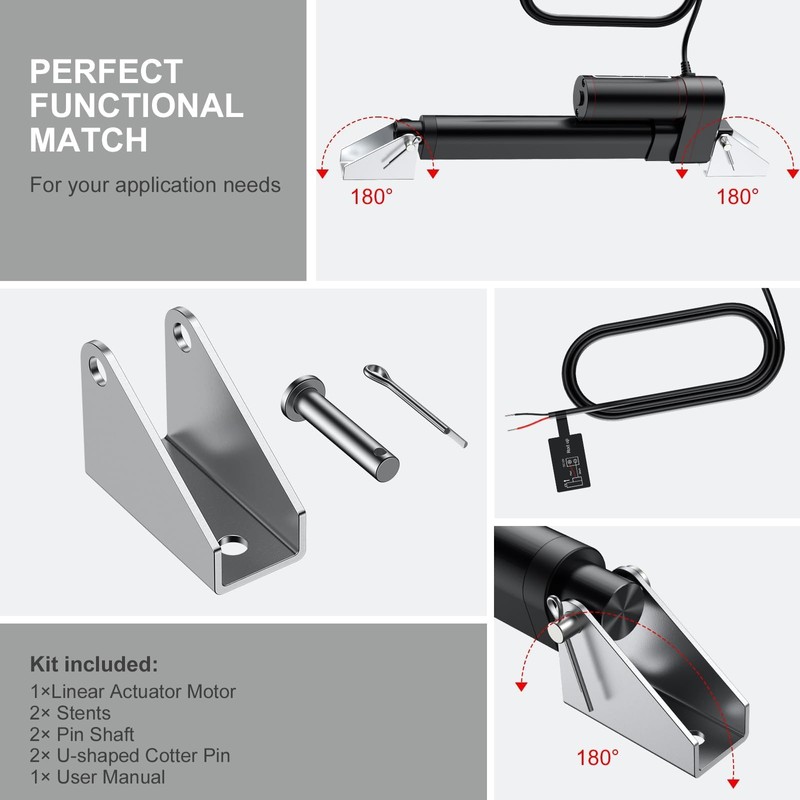 Justech 12V Heavy-Duty Linear Actuator 660LBS/3000N-6inch/150mm Silent IP65 Electric Actuator