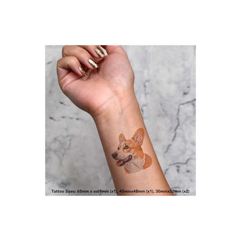 Azeeda 4 x 'Welsh Corgi mit offenem Mund' Temporäre Tattoos