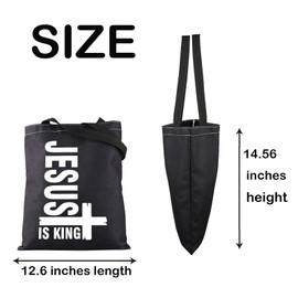 JXGZSO Christian Prayer Faith Shopping Bag Jesus Is King Tote Bag Bible Verse Tote Bag Christian Gift Religious Gift (Jesus Is King Tote CA)