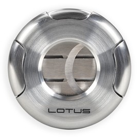 Lotus Meteor Cigar Cutter with Double Guillotine Blades, All Metal Housing, Single or Double Action, Spring Loaded Locking Mechanism, Compact Slim Design (Chrome & Black)