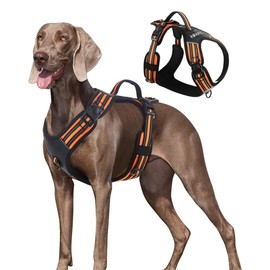 Dog Harness for Large Dogs with Handle, Luhuanx No Pull Adjustable Reflective Military Dog Vest Harness for Labrador Retriever, Husky, German Shepherd (Orange, Large)