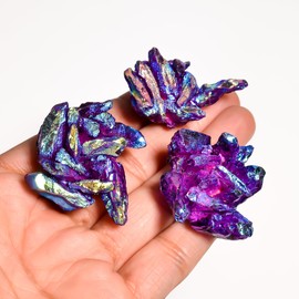 GEMKORA (PACK OF 1) Purple Quartz Cluster Gemstones, Home, Office, Living Kitchen, Room Decor, Loose Gems, DIY, Wire Wrapping, Reiki, Wikka, Healing Crystals, Bulk Deal 30-45 MM