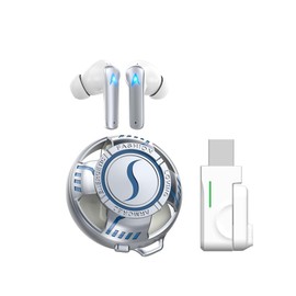 Wireless Bluetooth 5.3 Earbuds Active Noise Canceling Glow Headphones 2.4G Metal Outdoor Wireless Earbuds, 13mm Drivers for Deep Bass, 1H Fast Charging, 5H Play, Fit for Daily, Travel & Sports(Silver)