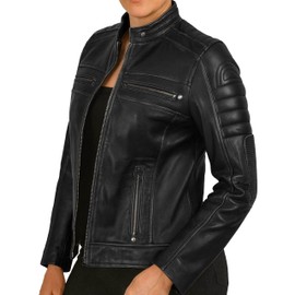 J'Jackin Women Black Leather Jacket - Lambskin Black Leather Jackets For Women | CR Black, Large