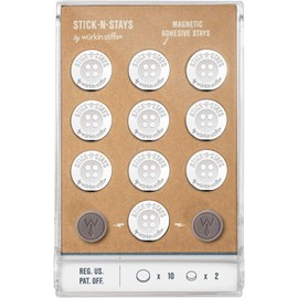 Würkin Stiffs Soportes magnéticos Stick-N-Stays Plata Incluye (10) estancias Adhesivas magnéticas y (2) imanes de botón de Encendido como se ve en Shark Tank
