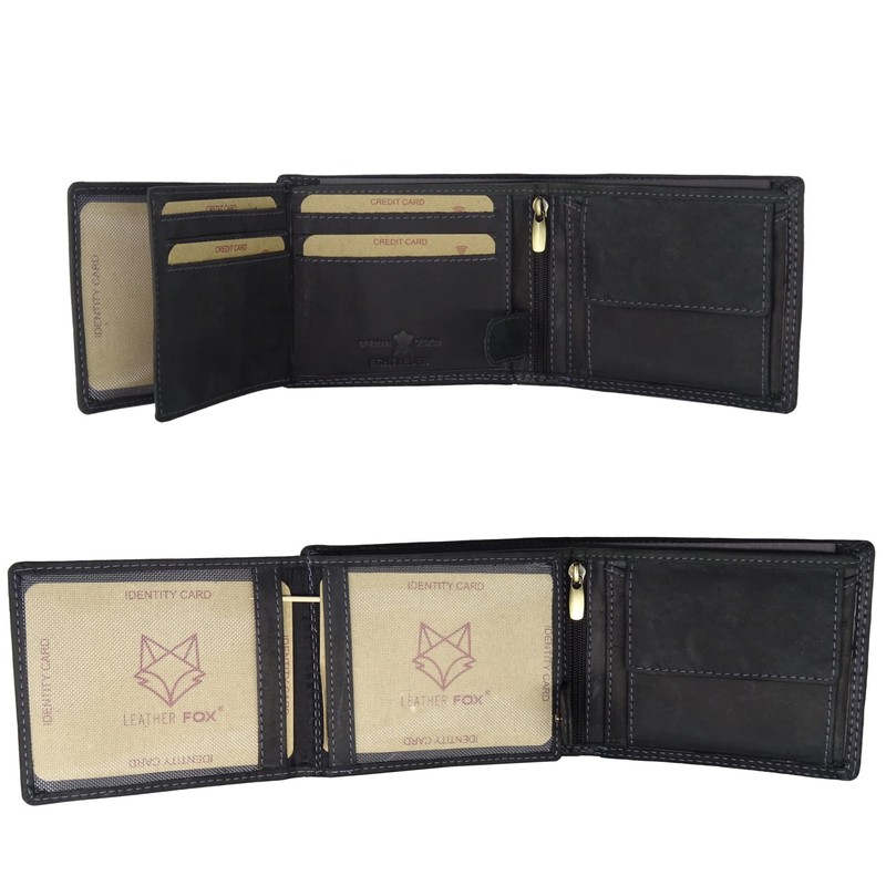 Leather Wallet for Men with RFID Protection with Coin Compartment