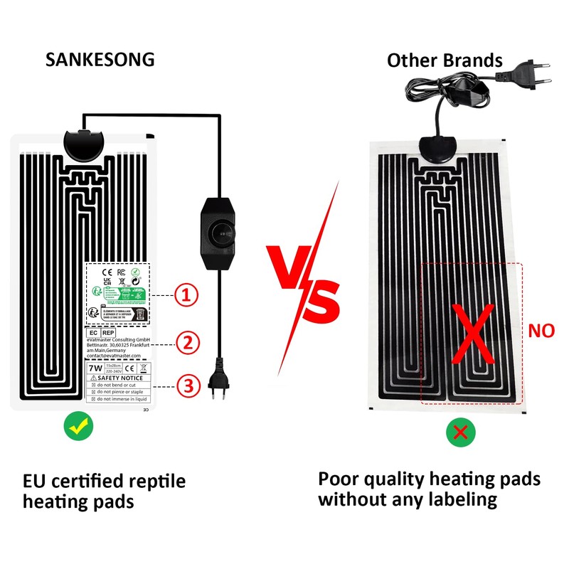 Heating Mat for Terrarium, 7 W Adjustable Reptile Heat Pad