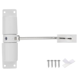 sourcing map 128mm/5.04" Spring Door Closer, Aluminum Alloy Automatic Door Closers with Adjustable Closing Speed for Home Self-Closing 20-40kg Door, White