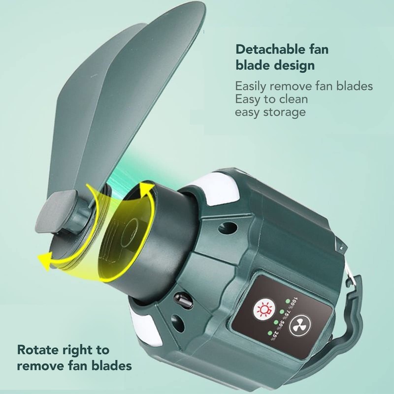 10400 mAh Camping Fan with LED Lantern, Waterproof USB Tent