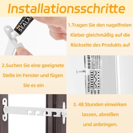 Window Tilt Regulator, Easy Installation No Drilling Required, for Windows, Window Stop, Surge Protection, Window Latch, UV and Moisture Resistant (Length 165 mm, White)