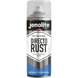 JENOLITE Directorust Spray Paint for Metal - BLUE - Metalic Gloss Finish for Indoor and Outdoor use - Multi-Surface for Metal, Plastic, Ceramic, Wood & Rusted Surfaces - 400ml (13.52fl oz)