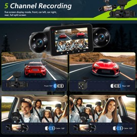 Hodozzy 360° Car Dash Cam, 4 Cameras Front Rear, 1080P, 8 IR Night Vision, 3 Inch IPS Touch Screen, Loop Recording, G-Sensor, Parking Monitor, Dash Cam with Night Vision + 64G SD Card