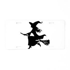 CafePress Witch Flying On Broomstick Aluminum License Plate, Front License Plate, Vanity Tag
