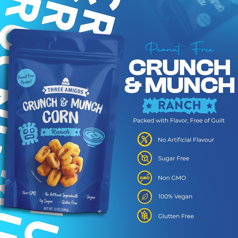Three Amigos Corn Nuts Suger Free, 100% Vagan, Peanut Free