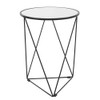 HomePop Metal Accent Table Triangle Base Round Mirror Top, Black,