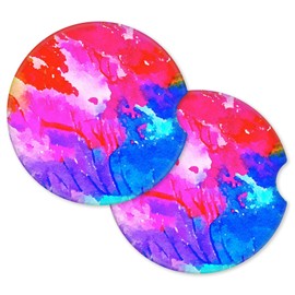 Car Drink Holder Coasters, 2 Pack Ceramic Coasters for Drinks Absorbent Ceramic Stone and Scratch Resistant Cork Base - Style U