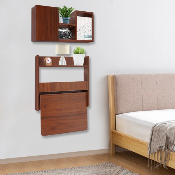 Unbranded Wall Mounted Bookshelf Folding Space Saving Wall Mounted Table