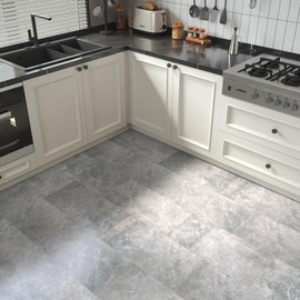 FunStick 12"x24" Grey Marble Peel and Stick Floor Tile Waterproof Bathroom Vinyl Flooring Tiles Peel and Stick on Floor Tiles for Kitchen Bedroom Removable Sticky Laminate Flooring Tiles Sheets 5 Pcs