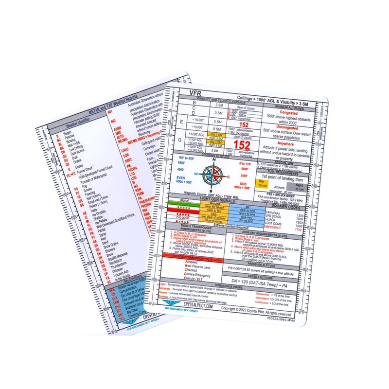 Crystal Pilot Medium VFR/METAR Cheat Sheet & Flight Planning Notepad