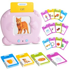 British English, Talking Flash Cards Learning Toys for Toddlers 1-6 Year Old, 224 Words, Audible Educational Toys, Preschool Learning Resource Electronic Interactive Toy Birthday Gifts for Kids-Pink