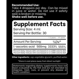 Think Above Liquid Vitamin C - High Dose - Vitamin C Drops - for Adults and Kids - 500 mg - Liquid VIT C - Non GMO - Vitamin C Liquid Supplement (4 fl oz 120 ml)