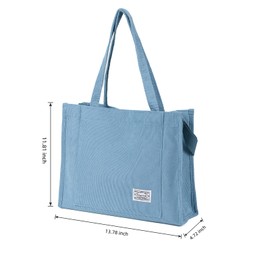 Christmas Gifts for Women Corduroy Tote Bag Crossbody Bag Purse for Women Travel Shoulder Bags Work Handbags Everyday Bag, Light Blue, Large