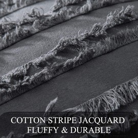 MIULEE Set of 2 Decorative Boho Throw Pillow Covers Linen Striped Jacquard Pattern Cushion Covers for Sofa Couch Living Room Bedroom 20x20 Inch Dark Grey