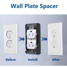 KONEWONG Wall Plate Spacer, 12 Pcs Outlet Spacers for Electrical Box, Metal Flush Fit Device Leveling Plates, Electrical Box Outlet Spacers Shims(Black)