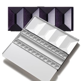 MEEDEN Travel Watercolor Tin Palette: Empty Water Color Paint Palette with 24 Half Pans - Portable Enamel Watercolour Box with Mixing Tray lid Purple