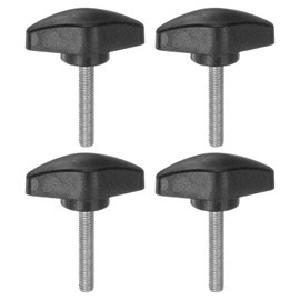 HARFINGTON 4pcs Tee Wing Knobs Thumb Screws M5 x 30mm Standard Male Thread Plastic T Knobs Handles Hand Clamping Thumbscrew, Black