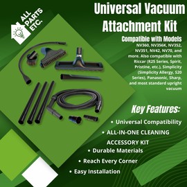 Universal Vacuum Attachment Kit - Compatible with Shark Navigator Lift-Away NV360, NV356K, NV352, NV351, NV42, NV70, Riccar, Simplicity, Panasonic, Sharp Uprights by ALL PARTS ETC. 11-Pack