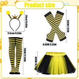 13 Piece Bee Costume Set for Adults with Stunning Bumblebee Dress, Accessories & Leg Sleeves – Ideal for Role-Playing & Parties，World Book Day 2025 Costume Adults