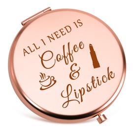 Makeup Artist Gift Compact Mirrors Coffee Lover Gifts for Women Thank You Gift for Makeup Lover Friend Sister Coworker Beauty Salon Gifts Graduation Birthday Presents Folding Mirror Rose Gold
