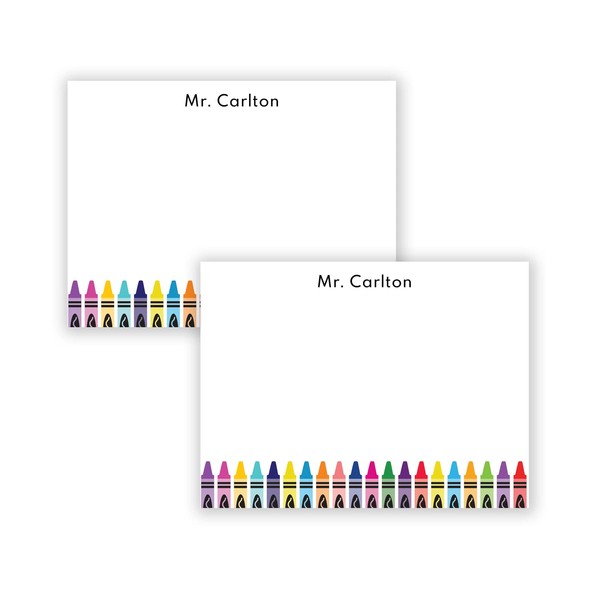 Teacher Crayon Personalized Sticky Note Pad/Modern Set of Six 4"