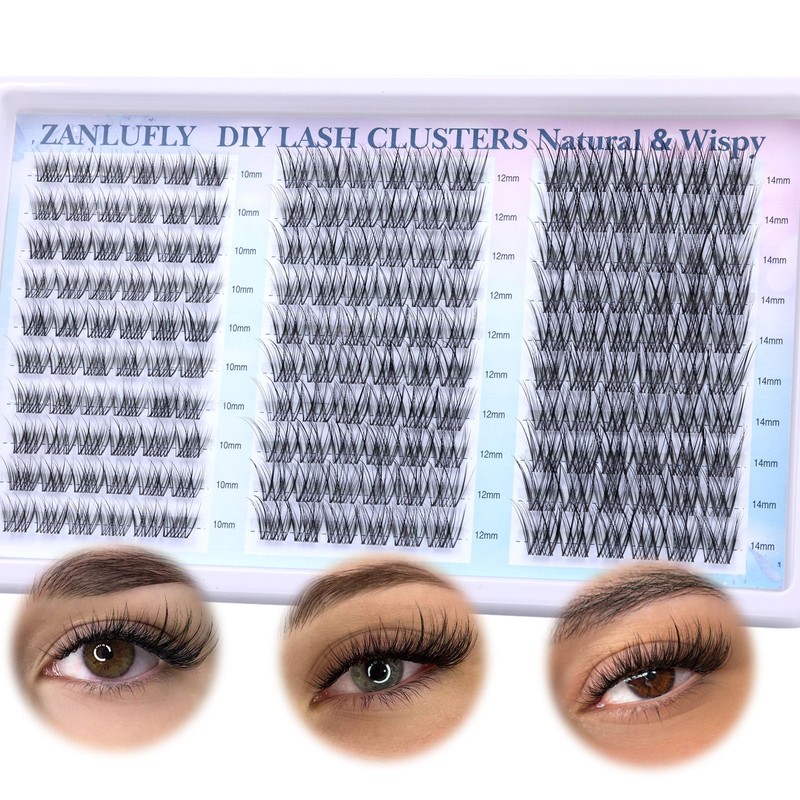Lash Clusters Wispy Eyelash Clusters Natural CC-Curly Cluster Lashes zanlufly