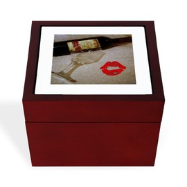 CafePress Romantic Red Wine Kiss Memory Keepsake Jewelry Box, 5"x5"x3.75"
