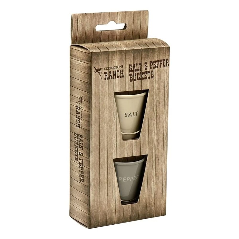 Eddingtons Ranch Salt & Pepper Condiment Buckets Cream and Grey