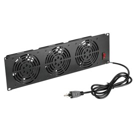 Tecmojo 3U Rack Mount Fan Panel, 3 Fans Cabinet Cooling Fans, 19in 6ft Cord Server Cooling System for Audio Rack and AV Cabinet in Office, Theater(Vertical Assemble)