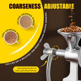 CGOLDENWALL Manual Grain Mill Stainless Steel Grinder Hand-operated Coffee Grinder with Fineness-adjustable Spring for Spice Pepper Corn Coffee Beans Grains
