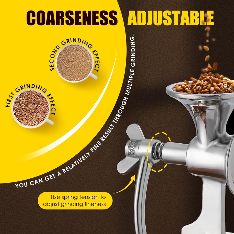 CGOLDENWALL Manual Grain Mill Stainless Steel Grinder Hand-operated Coffee Grinder