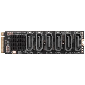 DHYAWUER M.2 MKEY PCI-E Riser Card M.2 NVME to SATA3.0 PCIE to SATA 6Gpbsx6-Port Expansion Card ASM1166