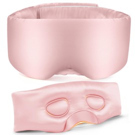 100% Mulberry Silk Sleep Mask, 3D Contoured Eye Mask with Zero Eye Pressure