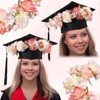 Zeyune Pink Flower Crown Graduation Hat Decoration Adjustable Flower Headbands