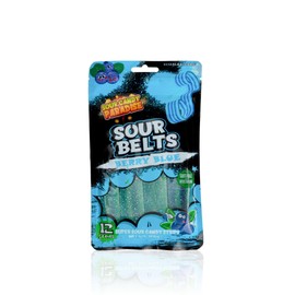 Candy Paradise Sour Candy Paradise Sour Belts Super Sour Candy Strips 12 Strips 100g (Pack of 1, Blueberry)