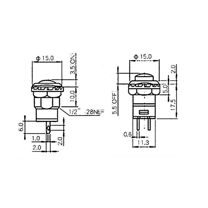 10 x Push Button Round Button 12 mm DIY Pressure