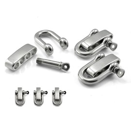 Set of 3 Stainless Steel Shackle Paracord Bracelets Cords with Adjustable Fastening in Silver – Brand Ganzoo