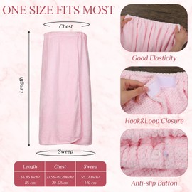 Tigeen Women Wrap Towel Body Waffle Robe Spa Wrap with Adjustable Closure Elastic Bathrobe Lightweight Shower Wraps (Pink,Medium)